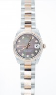 Pre-Owned 31mm Rolex Ladies Datejust in Steel and Rose Gold with a Black Mother-of-Pearl Diamond Dial